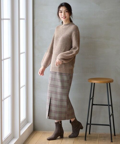 ANY / エニィ ミニ・ひざ丈スカート | 【手洗い可/ウエストゴム/裏起毛】チェックボンディングタイトスカート | 詳細22