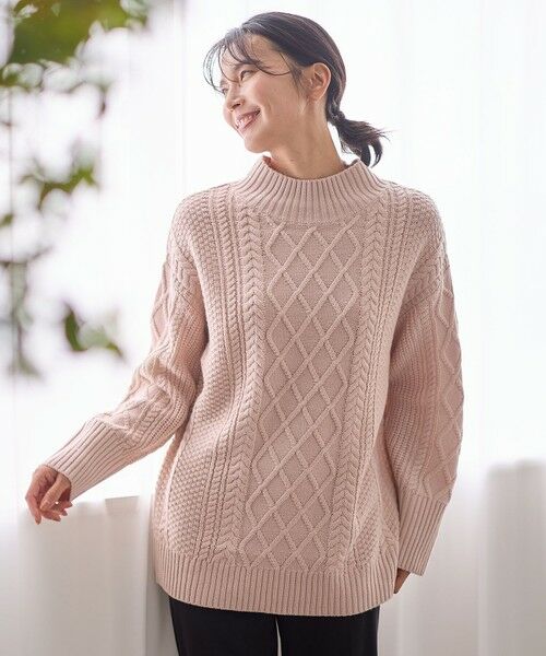 ANY / エニィ ニット・セーター | 【洗濯機可】ソフトタッチケーブルニットチュニック | 詳細1