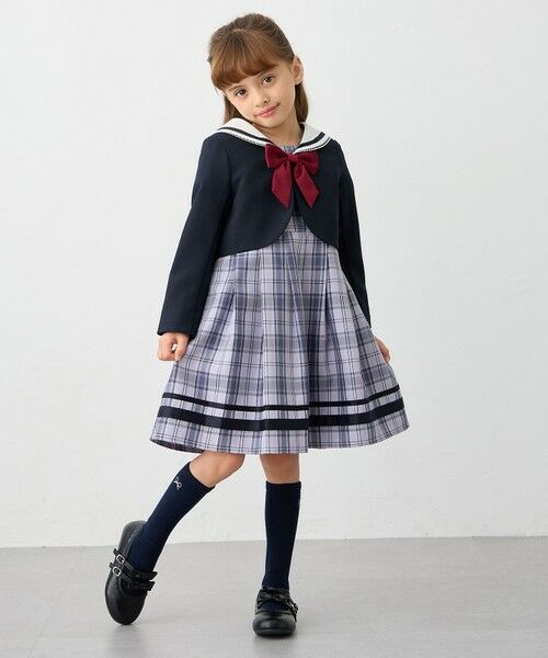 2点セット】セーラージャケット+チェックワンピース （ロング