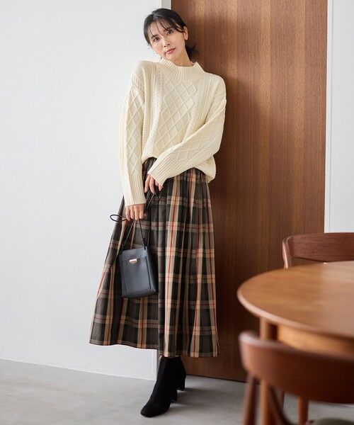 ANY / エニィ ミニ・ひざ丈スカート | 【洗濯機可/ウエストゴム】ビックチェックタフタスカート | 詳細1