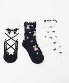 ANY / エニィ ソックス | 【3点セット】ソックス （クマ×リボン）