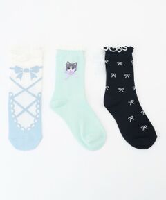 ANY / エニィ ソックス | 【3点セット】ソックス （ネコ×リボン）