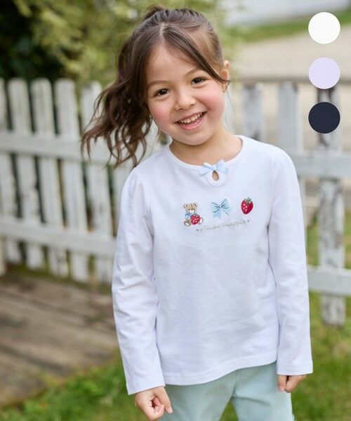 any FAM/エニィファム テディベリー刺繍 長袖Tシャツ オフホワイト 150 any FAM/エニィファム テディベリー刺繍 長袖Tシャツ オフホワイト 150