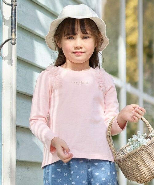 any FAM/エニィファム チュールフリル 長袖Tシャツ ピンク 140 any FAM/エニィファム チュールフリル 長袖Tシャツ ピンク 140