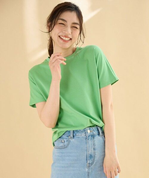 any FAM/エニィファム 【6色展開/洗濯機可/UVケア/接触冷感】プレミアムベーシック半袖Tシャツ グリーン 3 any FAM/エニィファム 【6色展開/洗濯機可/UVケア/接触冷感】プレミアムベーシック半袖Tシャツ グリーン 3