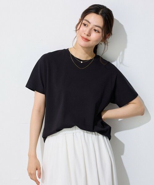 any FAM/エニィファム 【6色展開/洗濯機可/UVケア/接触冷感】プレミアムベーシック半袖Tシャツ ブラック 2 any FAM/エニィファム 【6色展開/洗濯機可/UVケア/接触冷感】プレミアムベーシック半袖Tシャツ ブラック 2