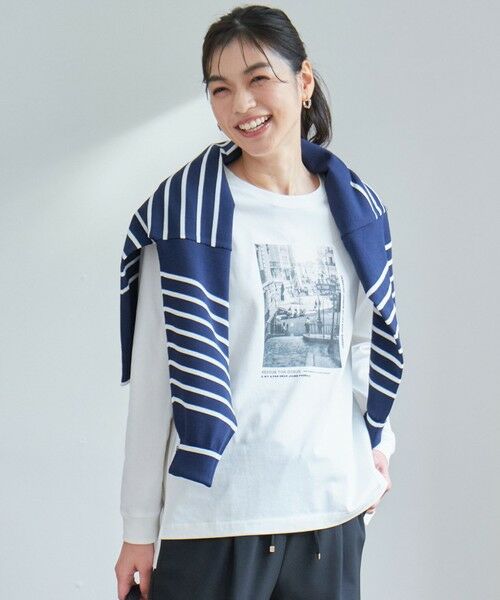 any FAM/エニィファム 【洗濯機可/接触冷感/UVケア】オーガビッツロングスリーブTシャツ オフ×フォト F any FAM/エニィファム 【洗濯機可/接触冷感/UVケア】オーガビッツロングスリーブTシャツ オフ×フォト F