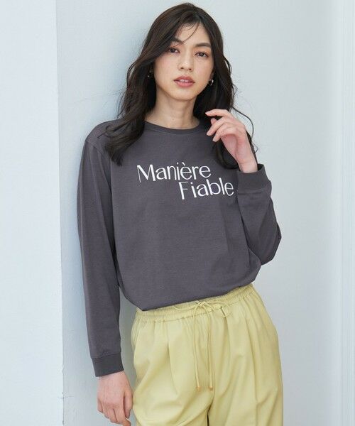any FAM/エニィファム 【洗濯機可/接触冷感/UVケア】オーガビッツロングスリーブTシャツ チャコール×ロゴ F any FAM/エニィファム 【洗濯機可/接触冷感/UVケア】オーガビッツロングスリーブTシャツ チャコール×ロゴ F