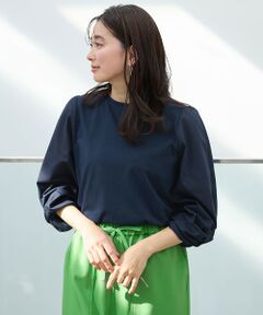 ANY / エニィ カットソー | 【洗濯機可/UVケア/アンチピリング】布帛ねじり袖コンビプルオーバー