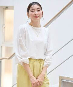 ANY / エニィ カットソー | 【洗濯機可/UVケア/アンチピリング】布帛ねじり袖コンビプルオーバー