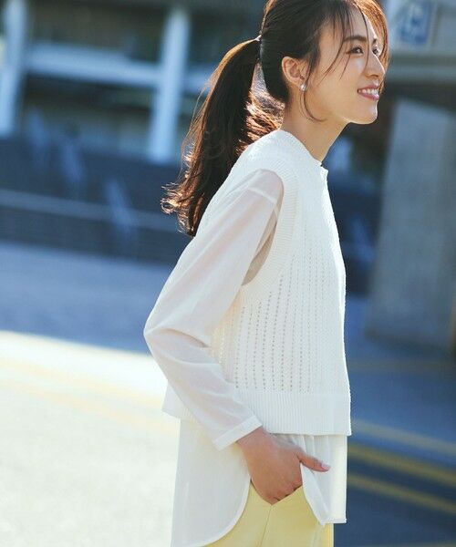 ANY / エニィ ベスト | 【洗濯機可】パターンメッシュニットベスト | 詳細1