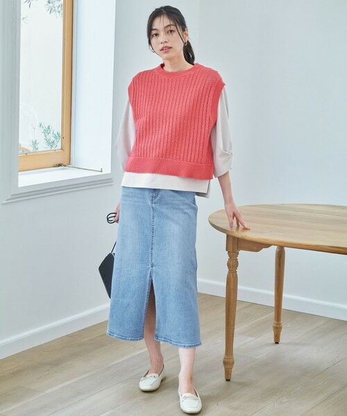 ANY / エニィ ベスト | 【洗濯機可】パターンメッシュニットベスト | 詳細10