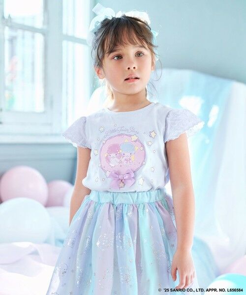 any FAM/エニィファム 【any FAM× リトルツインスターズ 】キキ&ララ 袖レースTシャツ サックスブルー 90 any FAM/エニィファム 【any FAM× リトルツインスターズ 】キキ&ララ 袖レースTシャツ サックスブルー 90