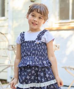 ANY / エニィ カットソー | フラワー×リボン ビスチェ付きTシャツ