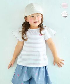 ANY / エニィ カットソー | 袖スカラップ ボーダーTシャツ