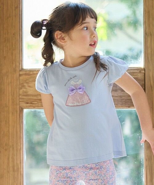any FAM/エニィファム しゃらしゃらモチーフ Tシャツ サックスブルー(ドレス) 100 any FAM/エニィファム しゃらしゃらモチーフ Tシャツ サックスブルー(ドレス) 100