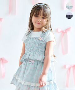 ANY / エニィ カットソー | フラワー×リボン ビスチェ付きTシャツ