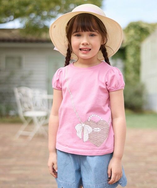 any FAM/エニィファム 【WEB限定】7days プリント 半袖 Tシャツ ピンク×ポシェット 140 any FAM/エニィファム 【WEB限定】7days プリント 半袖 Tシャツ ピンク×ポシェット 140