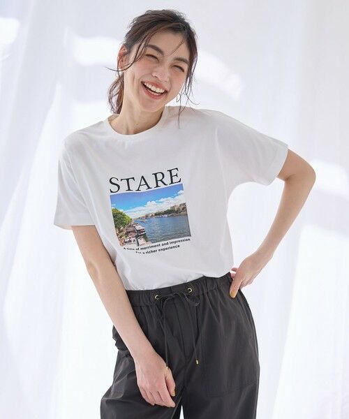 any FAM/エニィファム 【洗濯機可/接触冷感/UVケア】オーガビッツロゴ・フォトTシャツ オフ×フォト F any FAM/エニィファム 【洗濯機可/接触冷感/UVケア】オーガビッツロゴ・フォトTシャツ オフ×フォト F