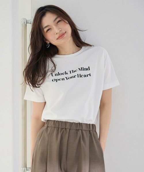 any FAM/エニィファム 【洗濯機可/接触冷感/UVケア】オーガビッツロゴ・フォトTシャツ オフ×ブラックロゴ F any FAM/エニィファム 【洗濯機可/接触冷感/UVケア】オーガビッツロゴ・フォトTシャツ オフ×ブラックロゴ F