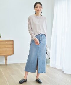 ANY / エニィ ミニ・ひざ丈スカート | フロントスリットデニムスカート