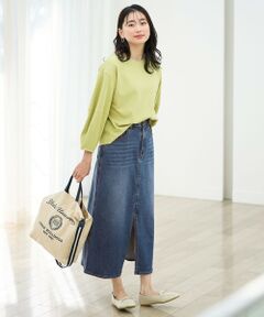 ANY / エニィ ミニ・ひざ丈スカート | フロントスリットデニムスカート