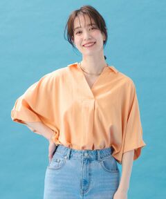 ANY / エニィ シャツ・ブラウス | 【新色追加/洗濯機可/接触冷感/UVケア】スキッパーネック袖タックブラウス