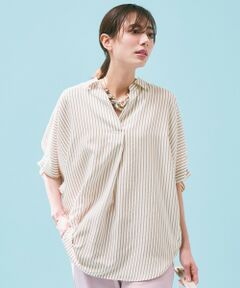 ANY / エニィ シャツ・ブラウス | 【新色追加/洗濯機可/接触冷感/UVケア】スキッパーネック袖タックブラウス