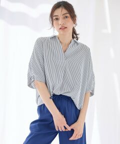 ANY / エニィ シャツ・ブラウス | 【新色追加/洗濯機可/接触冷感/UVケア】スキッパーネック袖タックブラウス