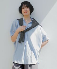 ANY / エニィ シャツ・ブラウス | 【新色追加/洗濯機可/接触冷感/UVケア】スキッパーネック袖タックブラウス