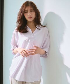 ANY / エニィ シャツ・ブラウス | 【新色追加/洗濯機可/接触冷感/UVケア】スキッパーネック袖タックブラウス