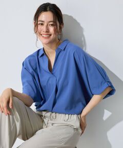 ANY / エニィ シャツ・ブラウス | 【新色追加/洗濯機可/接触冷感/UVケア】スキッパーネック袖タックブラウス