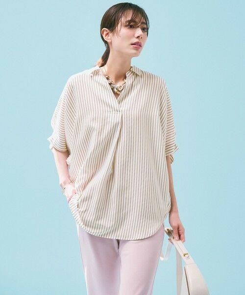ANY / エニィ シャツ・ブラウス | 【新色追加/洗濯機可/接触冷感/UVケア】スキッパーネック袖タックブラウス | 詳細19