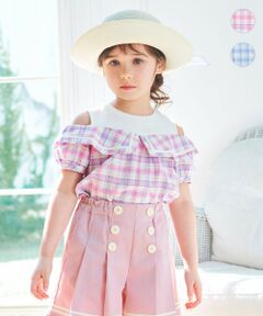 ANY / エニィ シャツ・ブラウス | チェック オフショルダー ブラウス