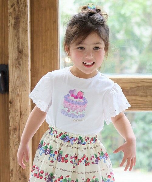 any FAM/エニィファム 袖レース ケーキプリント Tシャツ オフホワイト 110 any FAM/エニィファム 袖レース ケーキプリント Tシャツ オフホワイト 110