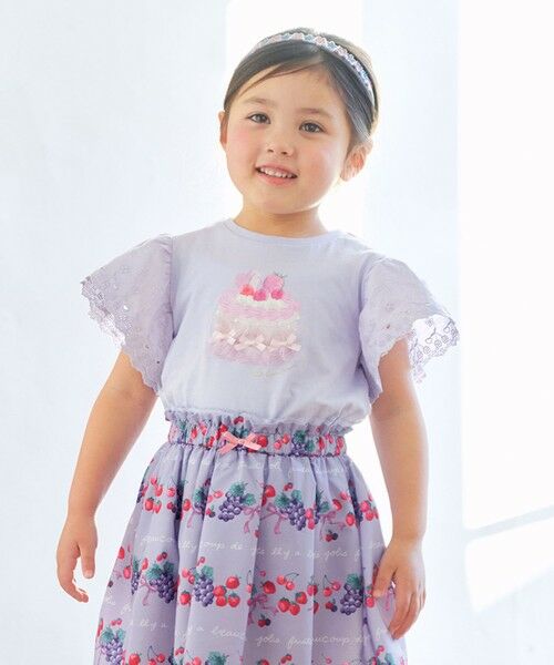 any FAM/エニィファム 袖レース ケーキプリント Tシャツ ラベンダー 90 any FAM/エニィファム 袖レース ケーキプリント Tシャツ ラベンダー 90
