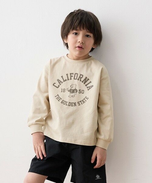 any FAM/エニィファム ロゴプリント 長袖Tシャツ ベージュ 130 any FAM/エニィファム ロゴプリント 長袖Tシャツ ベージュ 130