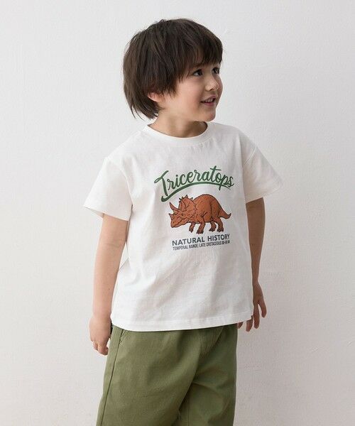 any FAM/エニィファム 恐竜プリント 半袖 Tシャツ オフホワイト(トリケラトプス) 130 any FAM/エニィファム 恐竜プリント 半袖 Tシャツ オフホワイト(トリケラトプス) 130