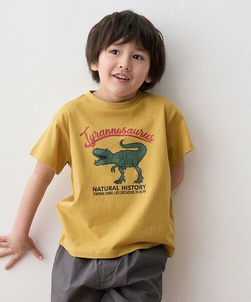 any FAM/エニィファム 恐竜プリント 半袖 Tシャツ マスタード(ティラノサウルス) 110 any FAM/エニィファム 恐竜プリント 半袖 Tシャツ マスタード(ティラノサウルス) 110