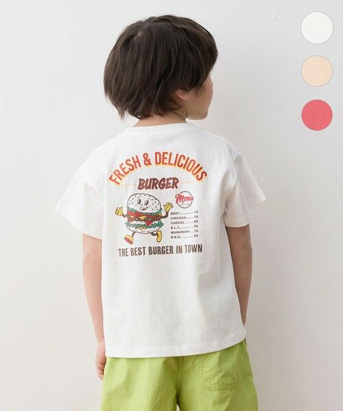 any FAM/エニィファム バックプリント 半袖Tシャツ オフホワイト(ハンバーガー) 120 any FAM/エニィファム バックプリント 半袖Tシャツ オフホワイト(ハンバーガー) 120