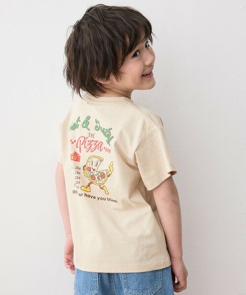 any FAM/エニィファム バックプリント 半袖Tシャツ ベージュ(ピザ) 130 any FAM/エニィファム バックプリント 半袖Tシャツ ベージュ(ピザ) 130