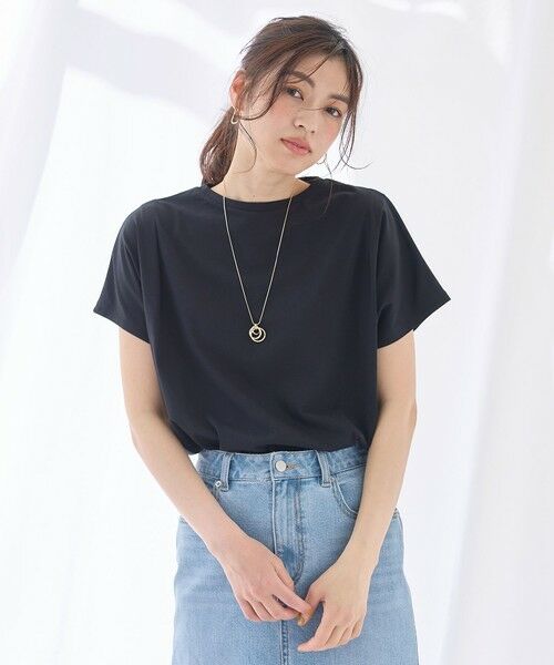 any FAM/エニィファム 【洗濯機可/接触冷感/UVケア】エニィファンクションフレンチスリーブTシャツ ブラック F any FAM/エニィファム 【洗濯機可/接触冷感/UVケア】エニィファンクションフレンチスリーブTシャツ ブラック F