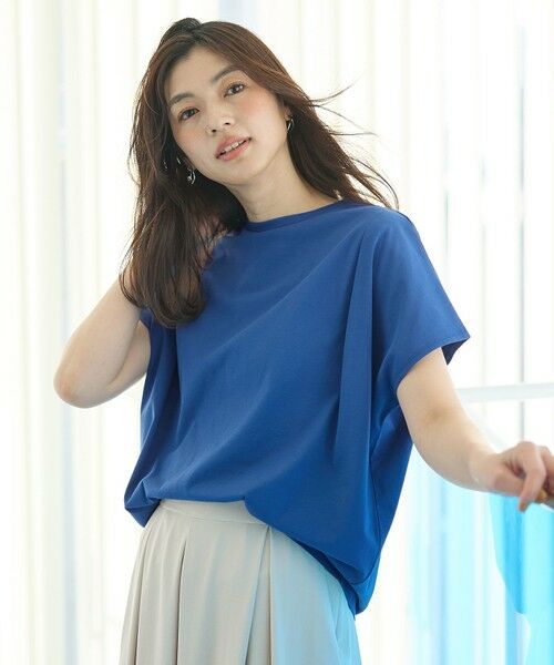 any FAM/エニィファム 【洗濯機可/接触冷感/UVケア】エニィファンクションフレンチスリーブTシャツ ブルー F any FAM/エニィファム 【洗濯機可/接触冷感/UVケア】エニィファンクションフレンチスリーブTシャツ ブルー F