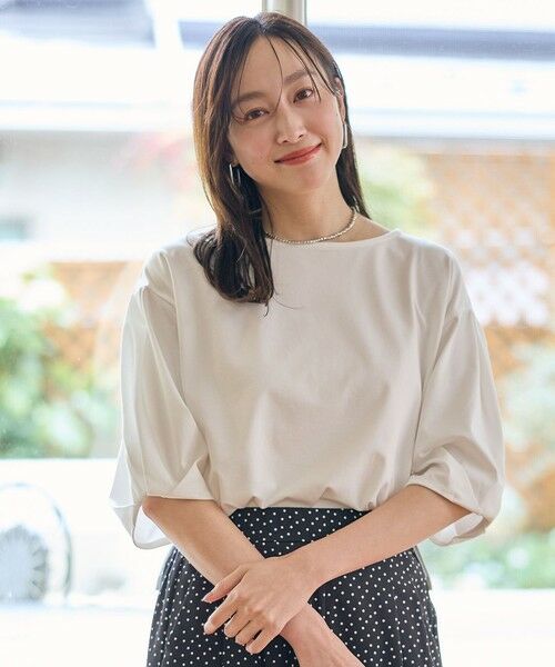 ANY/エニィ 【洗濯機可/接触冷感/UVケア】タックスリーブカットソー オフ F ANY/エニィ 【洗濯機可/接触冷感/UVケア】タックスリーブカットソー オフ F