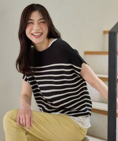 ANY / エニィ ニット・セーター | 【新色追加/14色展開/洗濯機可/UVカット】アクリルガーターフレンチスリーブニット