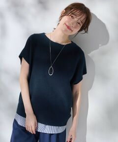 ANY / エニィ ニット・セーター | 【新色追加/14色展開/洗濯機可/UVカット】アクリルガーターフレンチスリーブニット