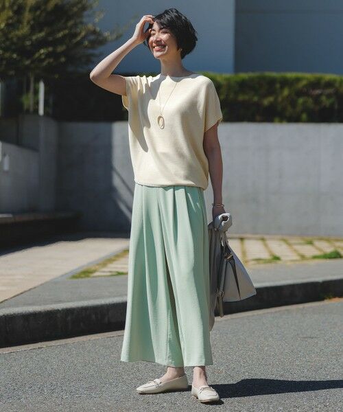 ANY / エニィ ニット・セーター | 【新色追加/14色展開/洗濯機可/UVカット】アクリルガーターフレンチスリーブニット | 詳細1