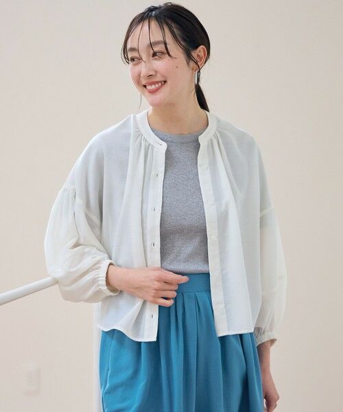 ANY/エニィ 【洗濯機可】シアーテックリネンギャザーブラウス オフ 2 ANY/エニィ 【洗濯機可】シアーテックリネンギャザーブラウス オフ 2