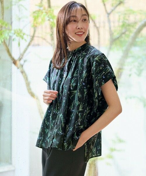 ANY/エニィ 【洗濯機可】スクエアプリントシャツ ネイビーベース×花柄 F ANY/エニィ 【洗濯機可】スクエアプリントシャツ ネイビーベース×花柄 F