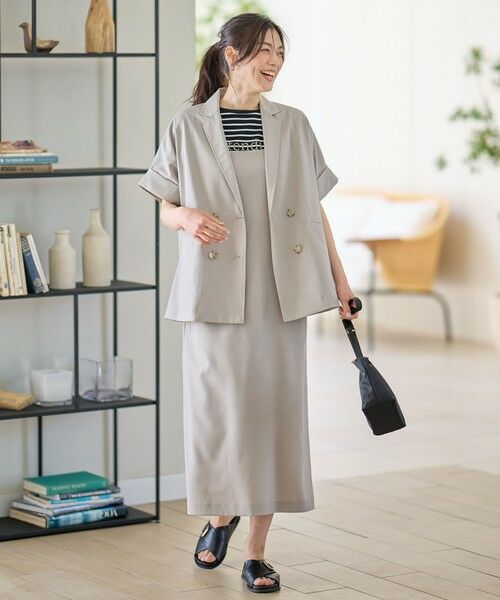 極美品/XL✨0909 リネン テーラードジャケット アンコン 爽やか グリーン セール】 【洗濯機可/セットアップ可/UVケア/速乾/イージーケア